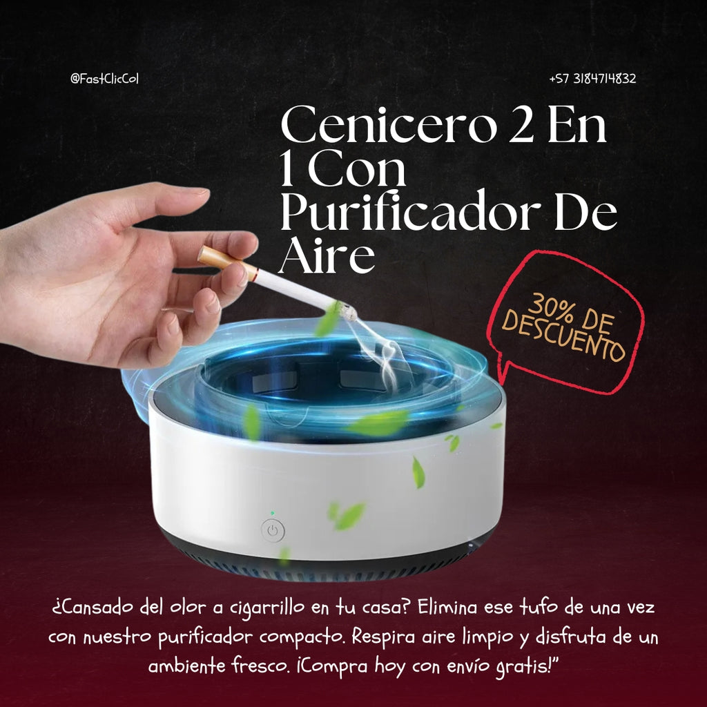 ™  Cenicero 2 En 1 Con Purificador De Aire